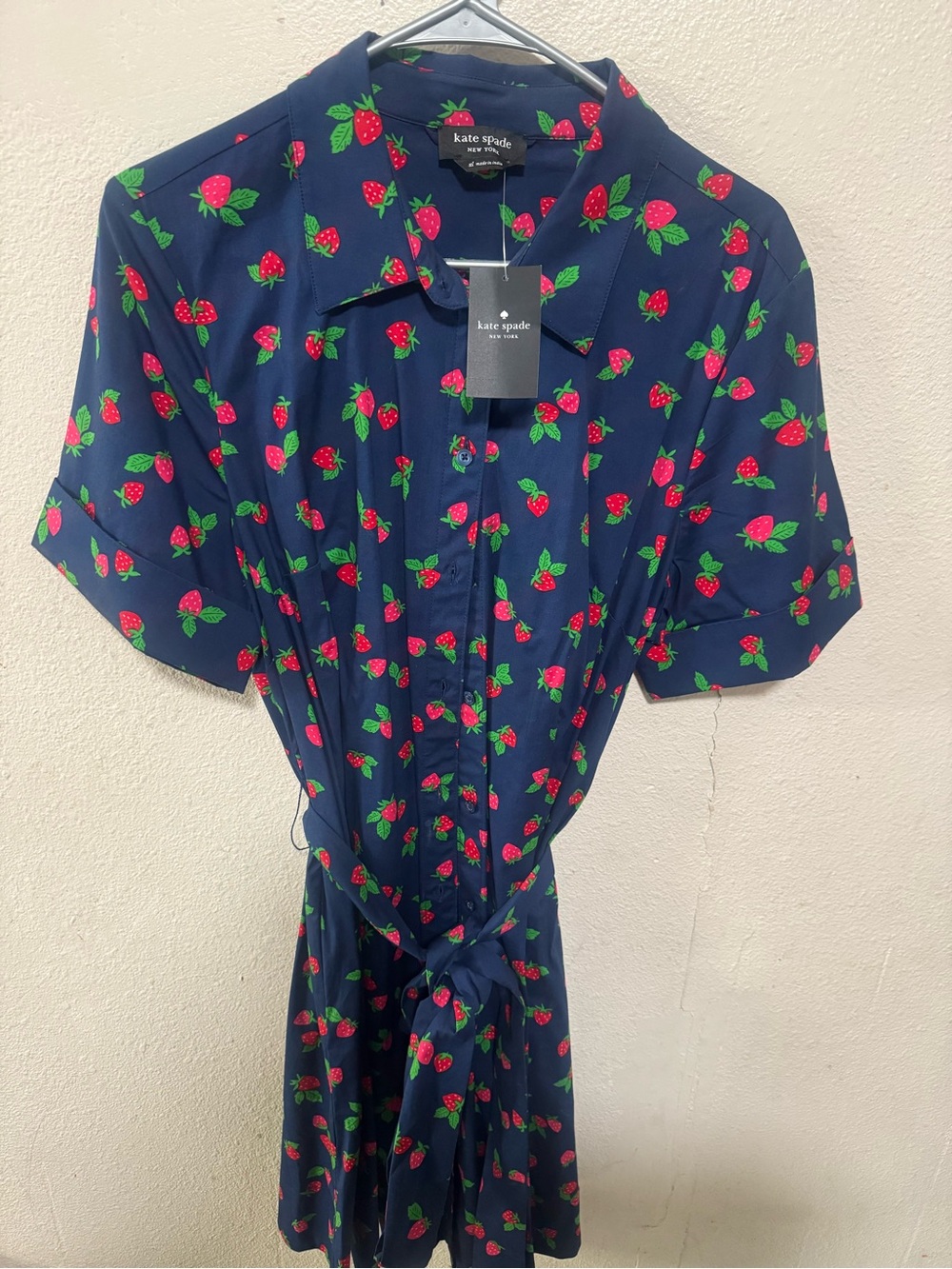 kate spade Navy Strawberry-Print Shirt Dress